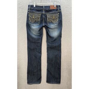 Adiktd Jeans Womens 2/27 Blue Boot Flap Pocket Thick Stitch‎ Rockabilly Biker